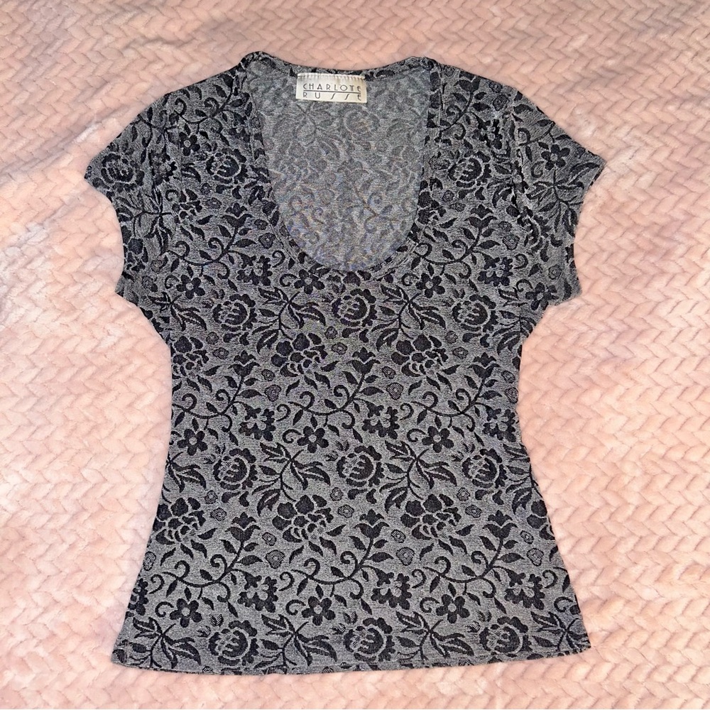Charlotte Russe Black Floral Blouse